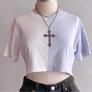 Hollister Crop Top White and Baby Blue